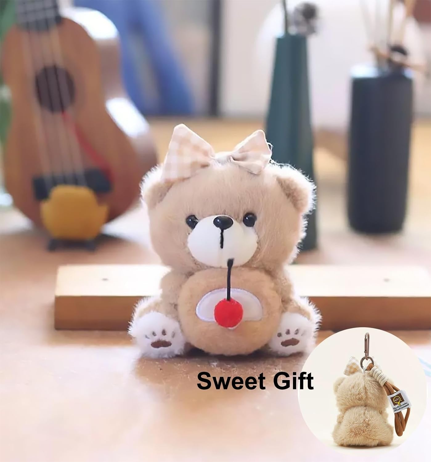 Cute Key Chain Plush Bear Bag Charm Teddy Bear Keychain Gift for Handbag,Purse, Backpack, Car Keys