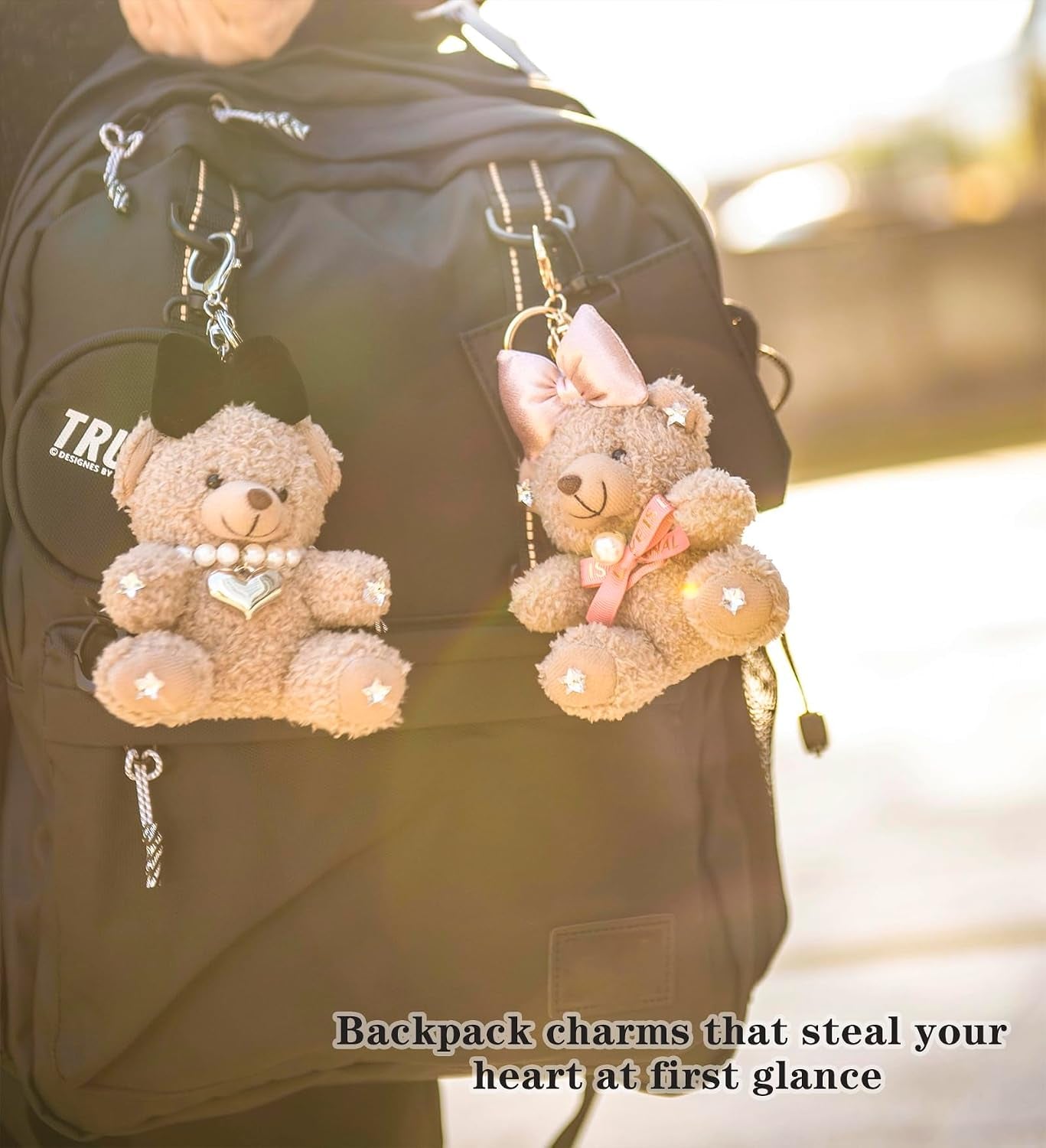 Cute Key Chain Plush Bear Bag Charm Teddy Bear Keychain Gift for Handbag,Purse, Backpack, Car Keys