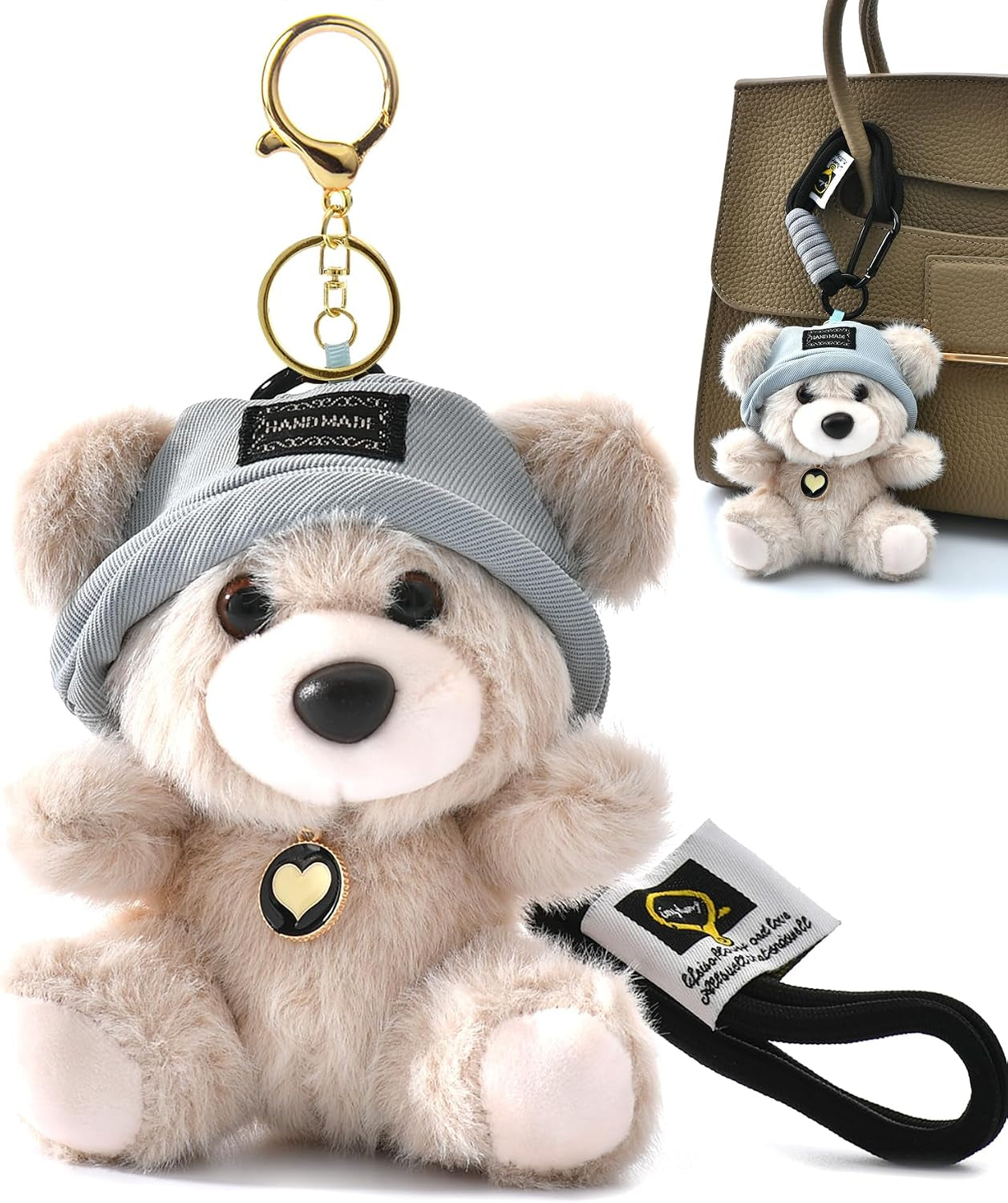 Cute Key Chain Plush Bear Bag Charm Teddy Bear Keychain Gift for Handbag,Purse, Backpack, Car Keys