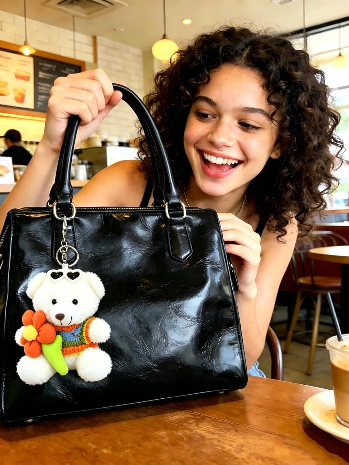 Cute Key Chain Plush Bear Bag Charm Teddy Bear Keychain Gift for Handbag,Purse, Backpack, Car Keys