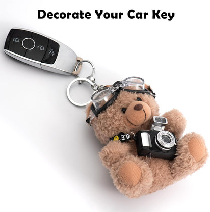 Cute Key Chain Plush Bear Bag Charm Teddy Bear Keychain Gift for Handbag,Purse, Backpack, Car Keys