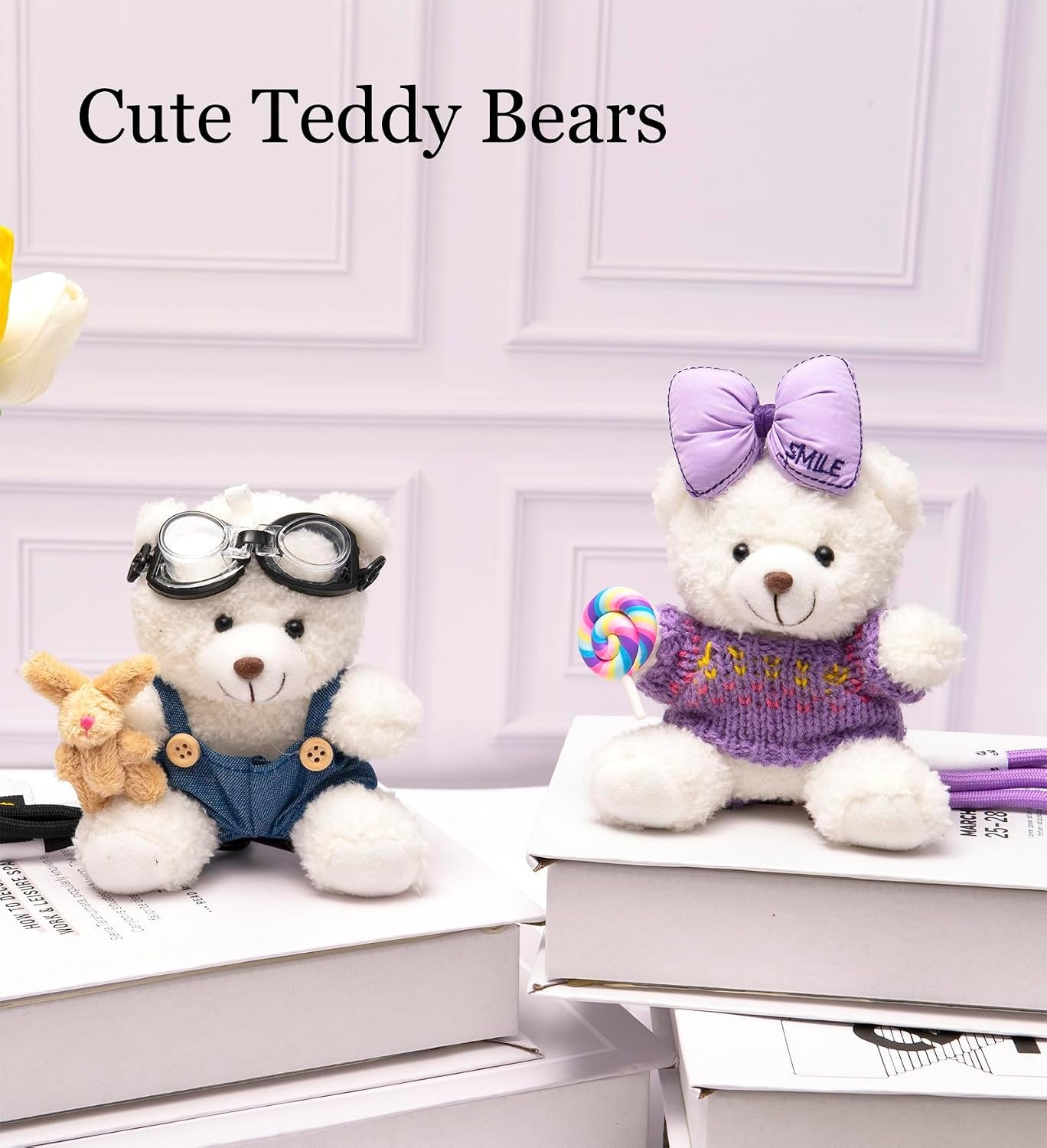 Cute Key Chain Plush Bear Bag Charm Teddy Bear Keychain Gift for Handbag,Purse, Backpack, Car Keys