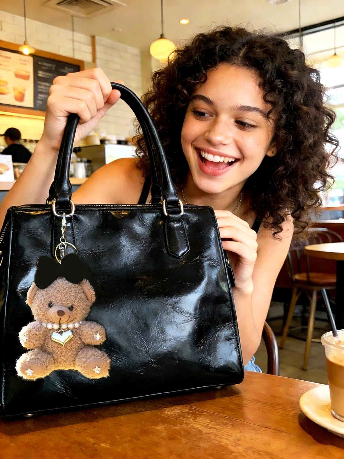 Cute Key Chain Plush Bear Bag Charm Teddy Bear Keychain Gift for Handbag,Purse, Backpack, Car Keys