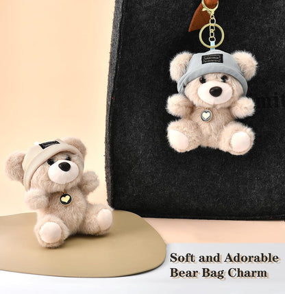 Cute Key Chain Plush Bear Bag Charm Teddy Bear Keychain Gift for Handbag,Purse, Backpack, Car Keys