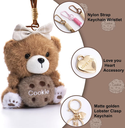 Cute Key Chain Plush Bear Bag Charm Teddy Bear Keychain Gift for Handbag,Purse, Backpack, Car Keys
