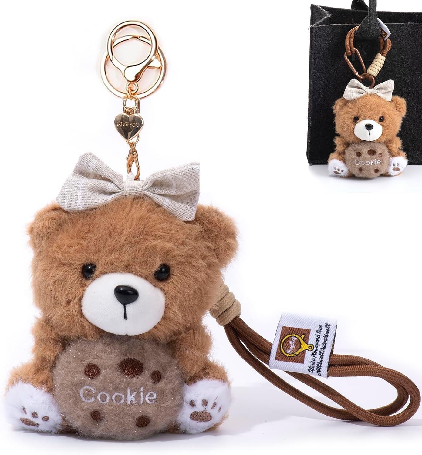 Cute Key Chain Plush Bear Bag Charm Teddy Bear Keychain Gift for Handbag,Purse, Backpack, Car Keys