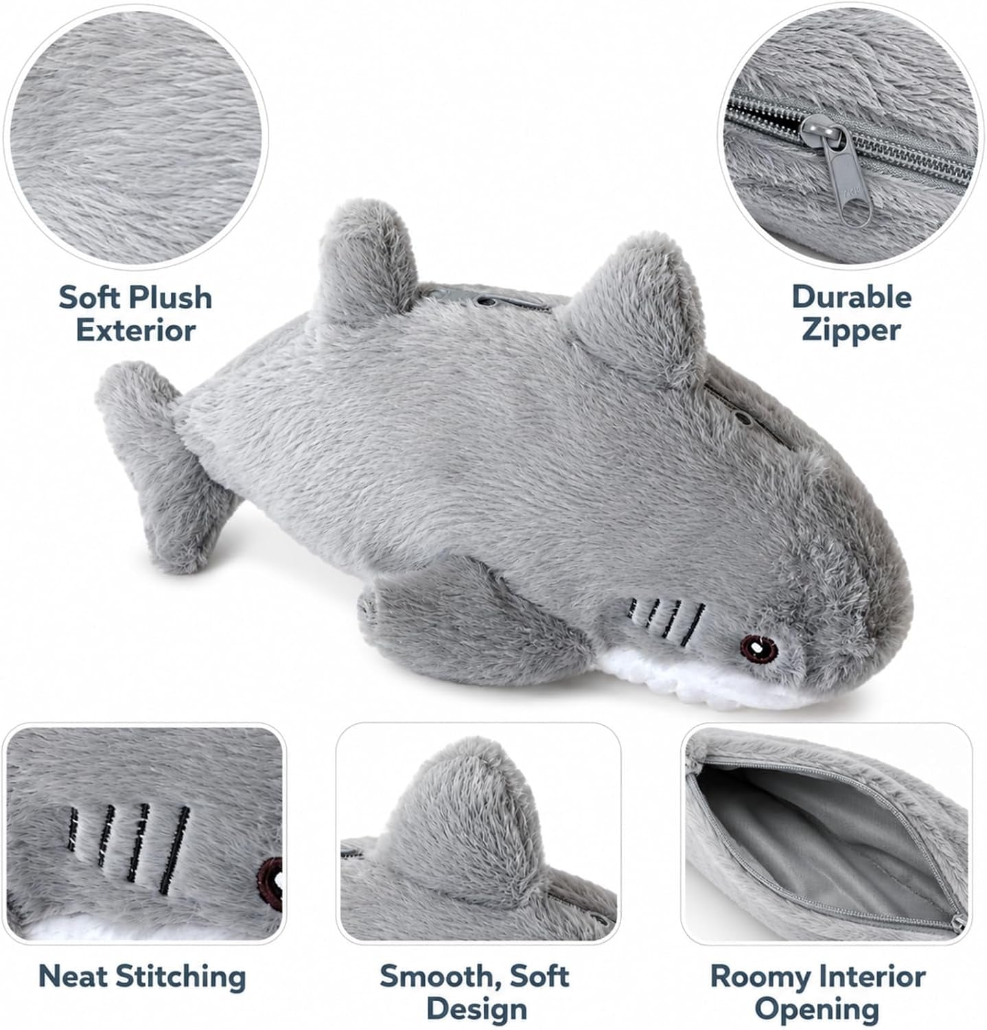 2PCS Shark Pencil Case, Animal Pencil Case, Plush Pencils Case, Durable Zipper, Soft Plush Material