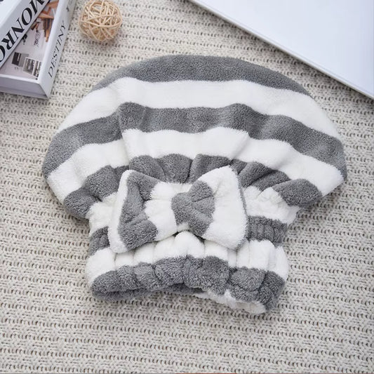 1Pcs Dry Hair Towel Quick-Drying Hair Cap Shower Cap for Women Striped Pattern Super Absorbent Bath Accessories Hair Bonnets