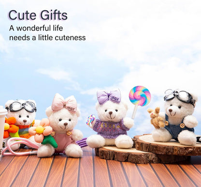 Cute Key Chain Plush Bear Bag Charm Teddy Bear Keychain Gift for Handbag,Purse, Backpack, Car Keys