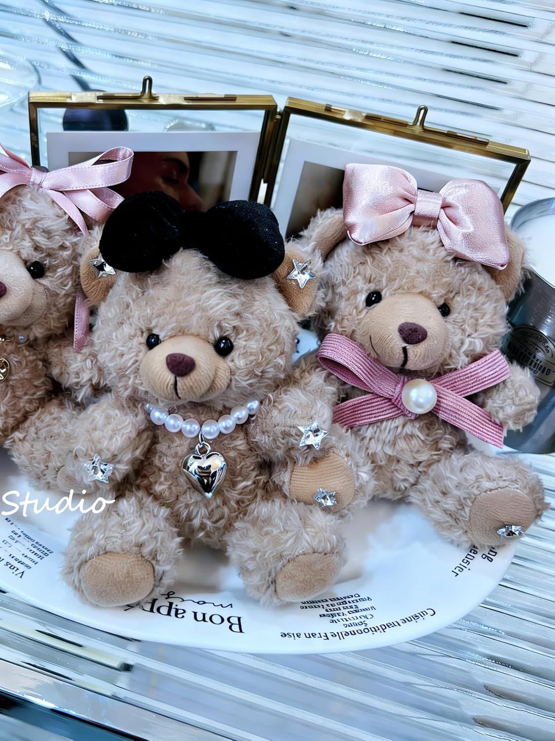 Cute Key Chain Plush Bear Bag Charm Teddy Bear Keychain Gift for Handbag,Purse, Backpack, Car Keys