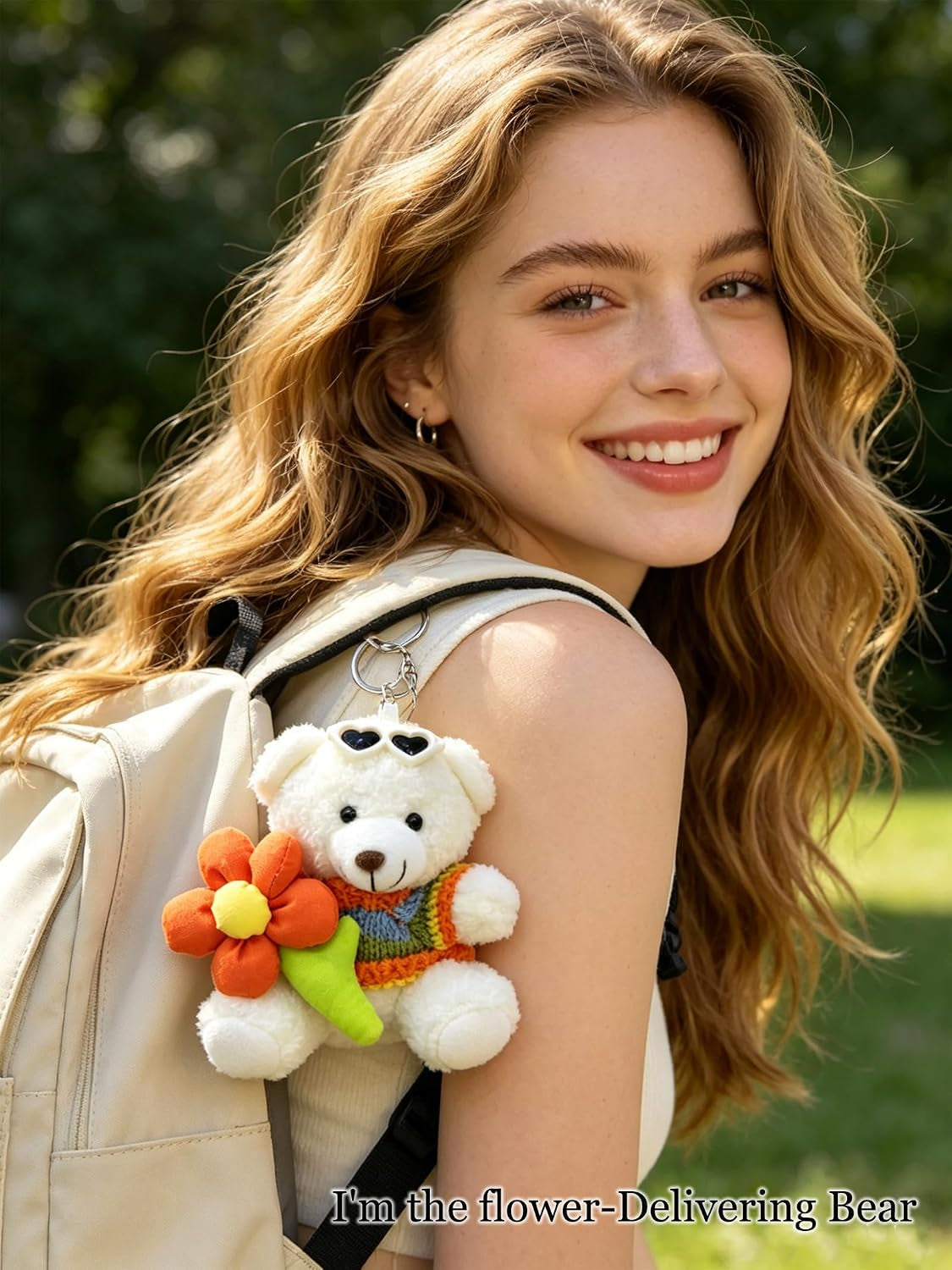 Cute Key Chain Plush Bear Bag Charm Teddy Bear Keychain Gift for Handbag,Purse, Backpack, Car Keys