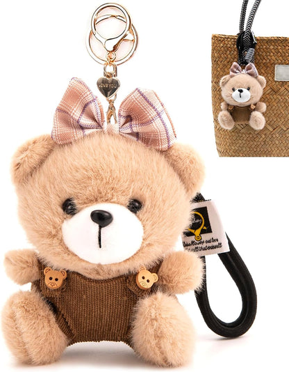 Cute Key Chain Plush Bear Bag Charm Teddy Bear Keychain Gift for Handbag,Purse, Backpack, Car Keys