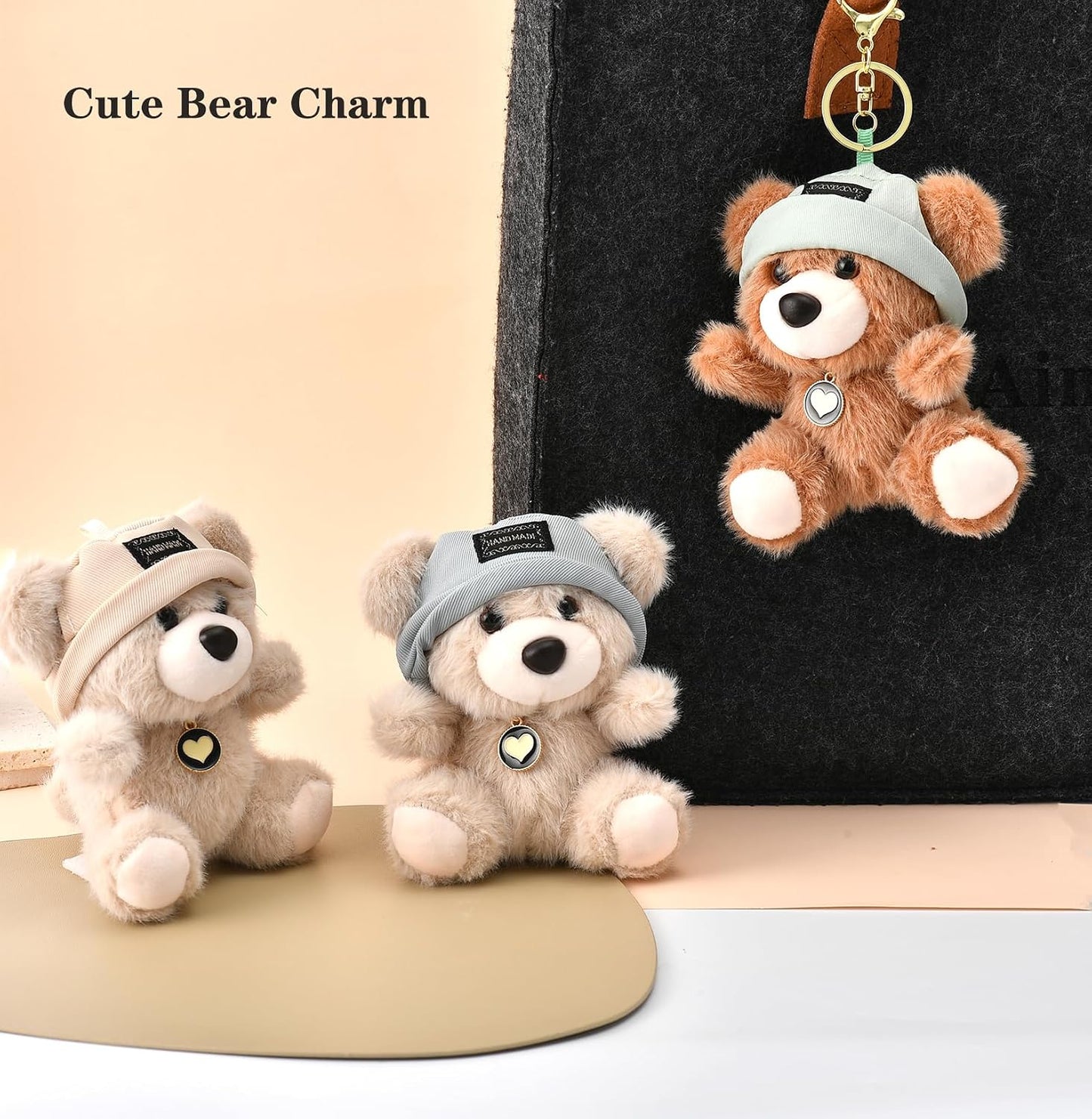 Cute Key Chain Plush Bear Bag Charm Teddy Bear Keychain Gift for Handbag,Purse, Backpack, Car Keys