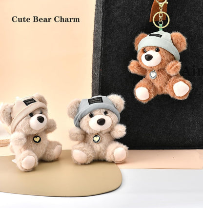Cute Key Chain Plush Bear Bag Charm Teddy Bear Keychain Gift for Handbag,Purse, Backpack, Car Keys
