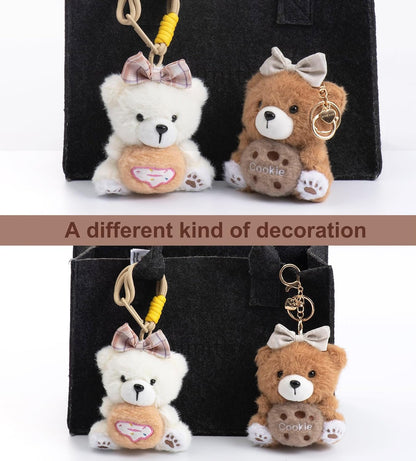 Cute Key Chain Plush Bear Bag Charm Teddy Bear Keychain Gift for Handbag,Purse, Backpack, Car Keys