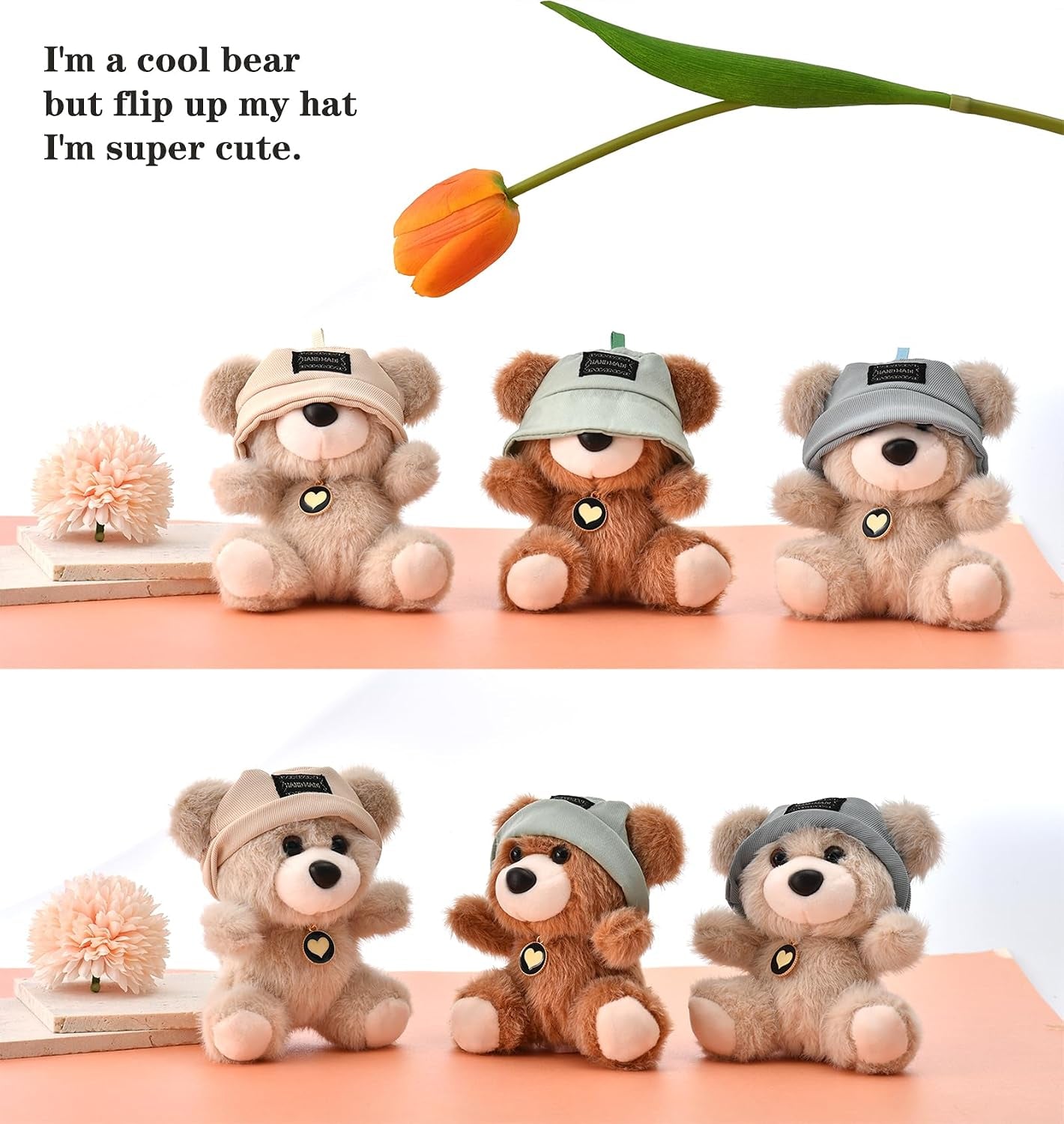 Cute Key Chain Plush Bear Bag Charm Teddy Bear Keychain Gift for Handbag,Purse, Backpack, Car Keys
