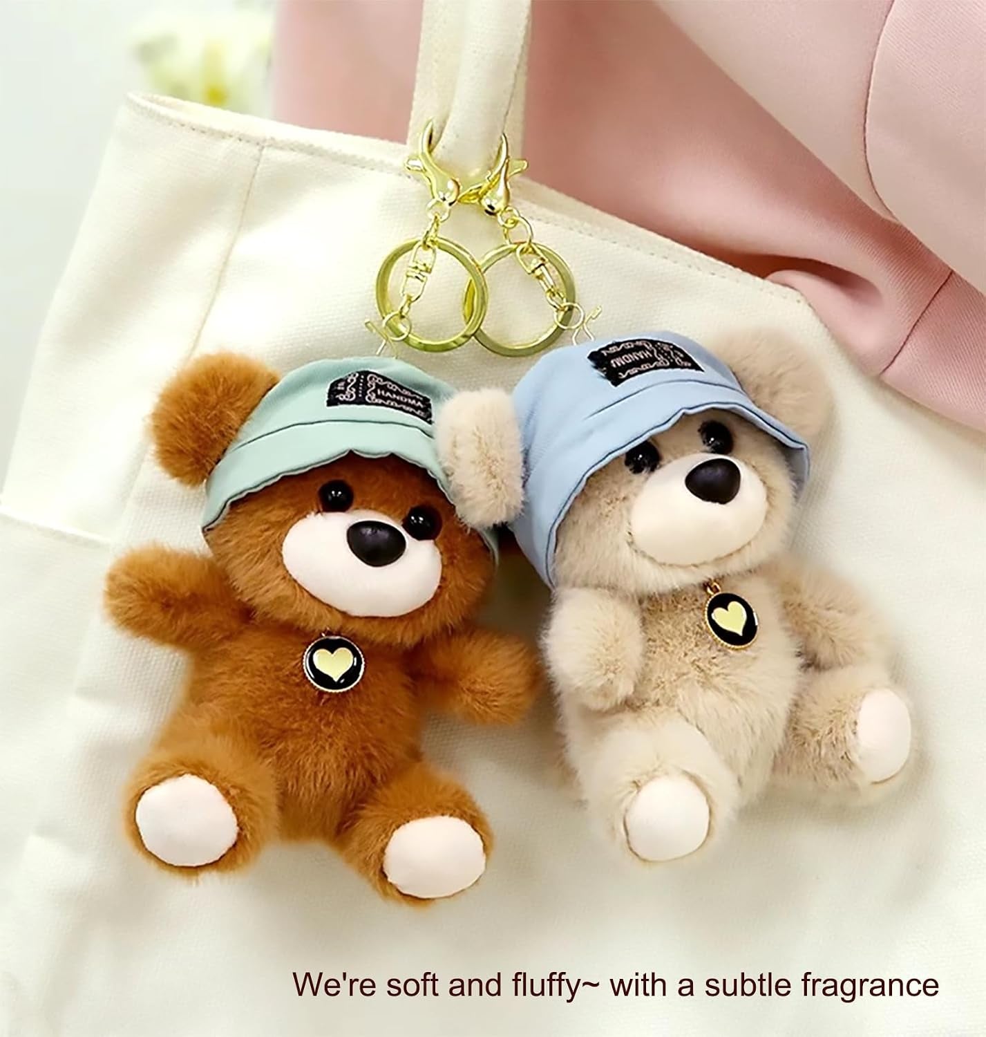 Cute Key Chain Plush Bear Bag Charm Teddy Bear Keychain Gift for Handbag,Purse, Backpack, Car Keys