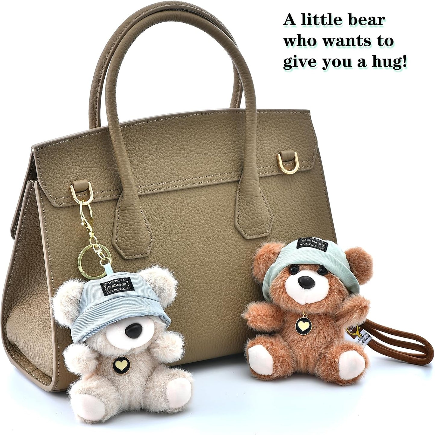 Cute Key Chain Plush Bear Bag Charm Teddy Bear Keychain Gift for Handbag,Purse, Backpack, Car Keys