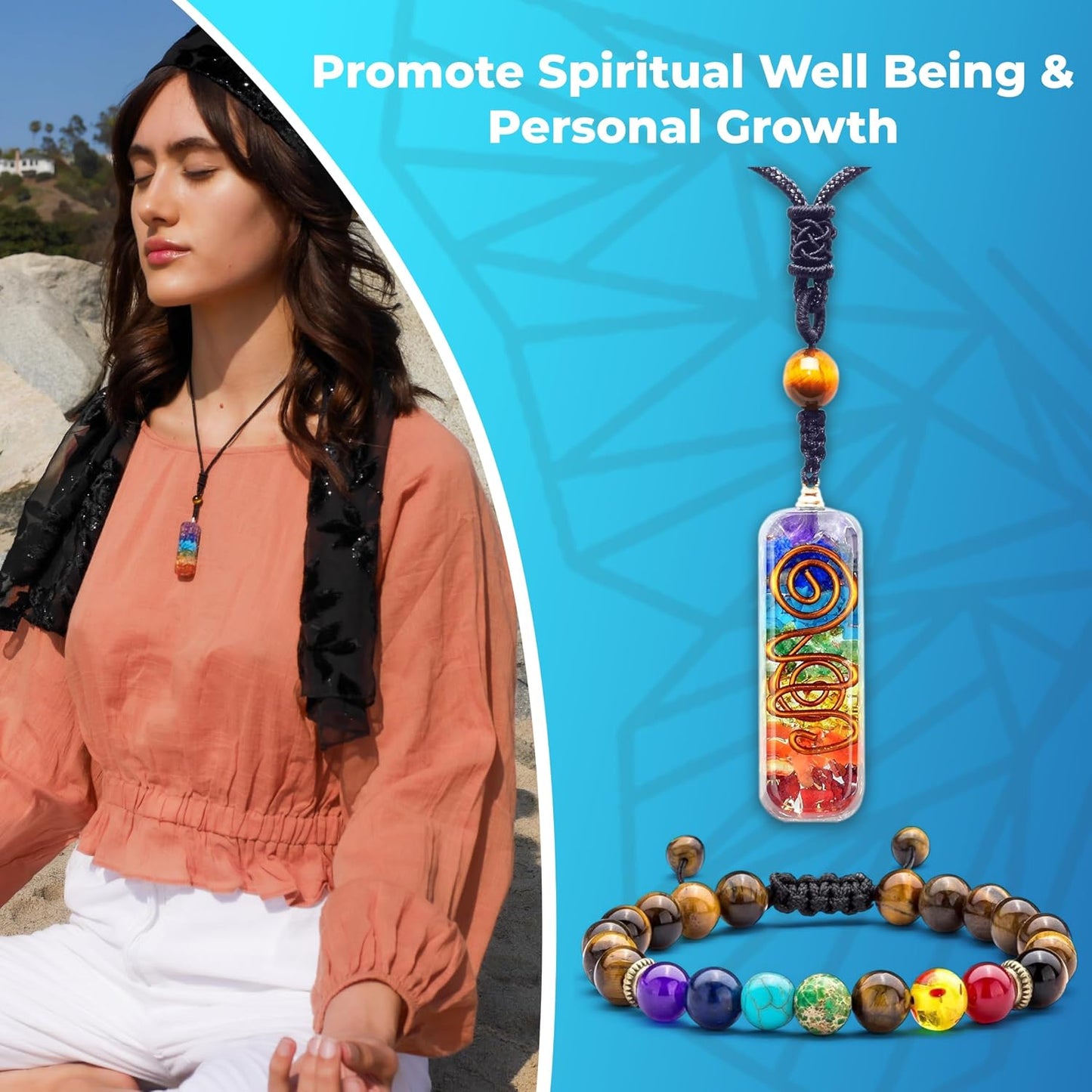Chakra Necklace with Healing Crystals, Enhance Mindfulness, Discover Tranquility with Crystal Necklaces - Perfect Meditation Accessory, Thoughtful Gifts for Women.