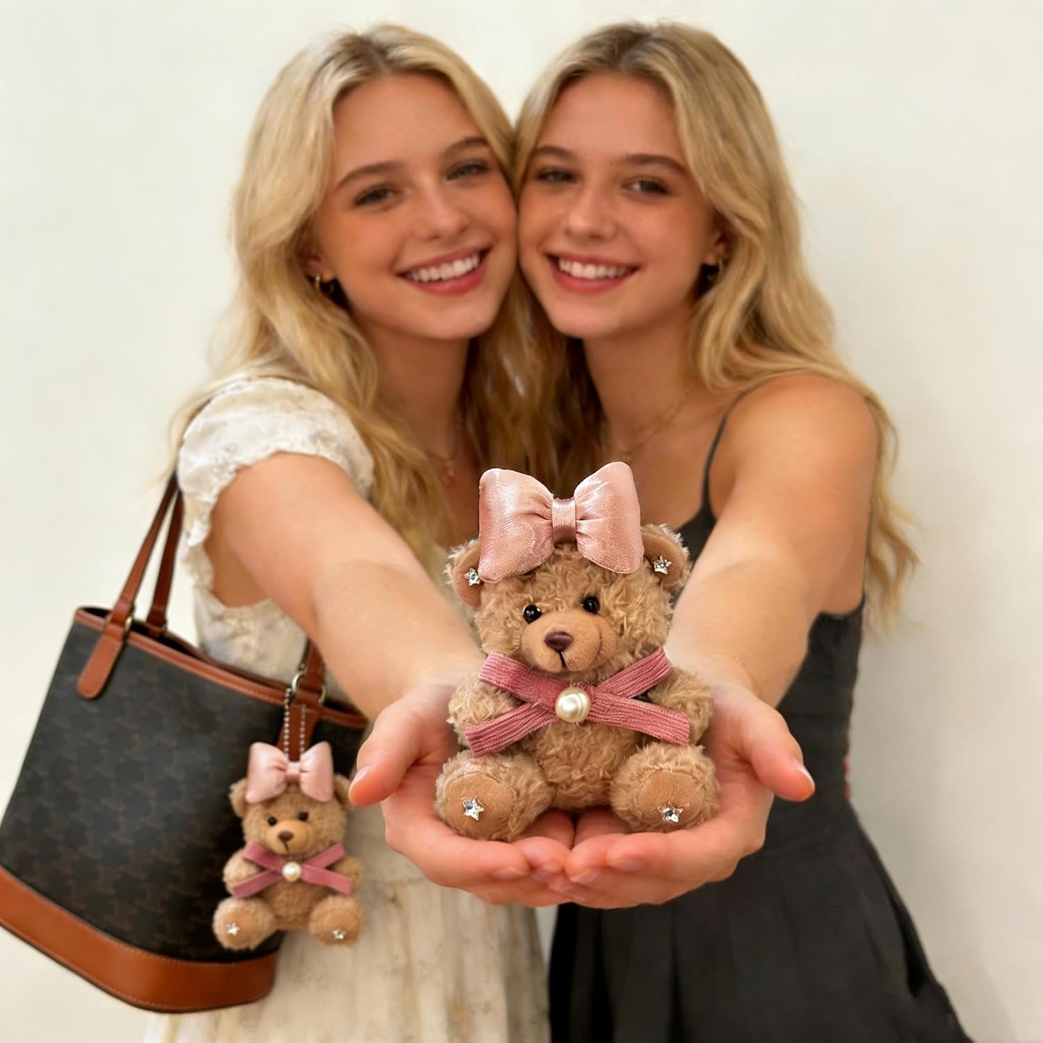 Cute Key Chain Plush Bear Bag Charm Teddy Bear Keychain Gift for Handbag,Purse, Backpack, Car Keys