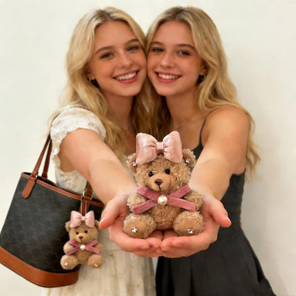 Cute Key Chain Plush Bear Bag Charm Teddy Bear Keychain Gift for Handbag,Purse, Backpack, Car Keys