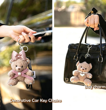 Cute Key Chain Plush Bear Bag Charm Teddy Bear Keychain Gift for Handbag,Purse, Backpack, Car Keys