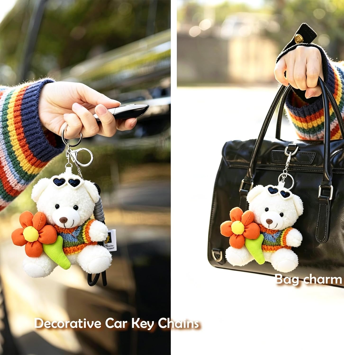 Cute Key Chain Plush Bear Bag Charm Teddy Bear Keychain Gift for Handbag,Purse, Backpack, Car Keys