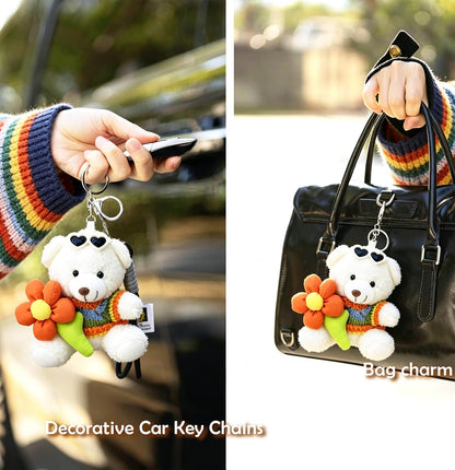 Cute Key Chain Plush Bear Bag Charm Teddy Bear Keychain Gift for Handbag,Purse, Backpack, Car Keys