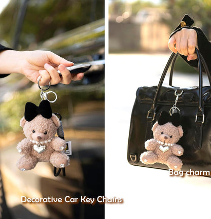Cute Key Chain Plush Bear Bag Charm Teddy Bear Keychain Gift for Handbag,Purse, Backpack, Car Keys