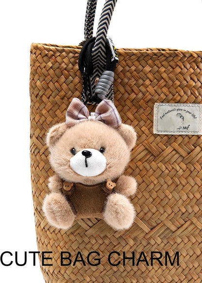 Cute Key Chain Plush Bear Bag Charm Teddy Bear Keychain Gift for Handbag,Purse, Backpack, Car Keys