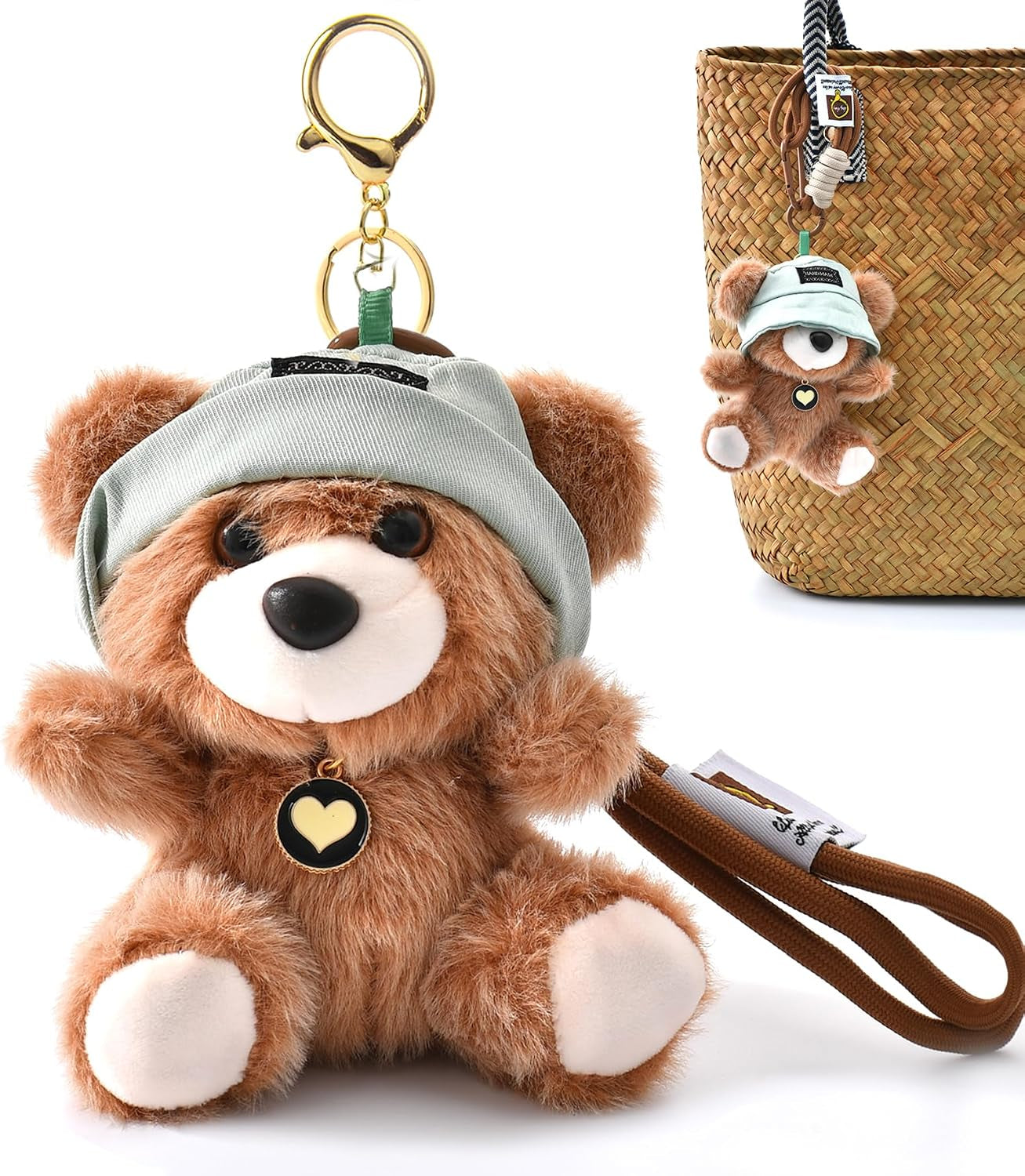 Cute Key Chain Plush Bear Bag Charm Teddy Bear Keychain Gift for Handbag,Purse, Backpack, Car Keys