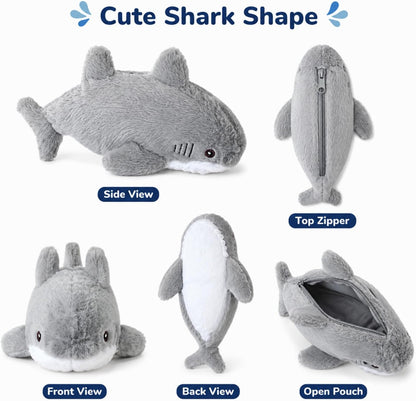 2PCS Shark Pencil Case, Animal Pencil Case, Plush Pencils Case, Durable Zipper, Soft Plush Material