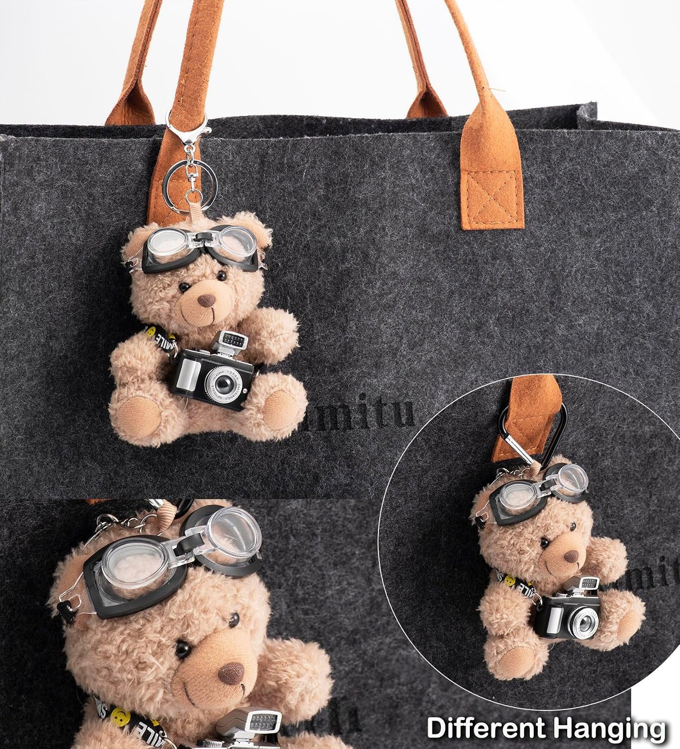Cute Key Chain Plush Bear Bag Charm Teddy Bear Keychain Gift for Handbag,Purse, Backpack, Car Keys