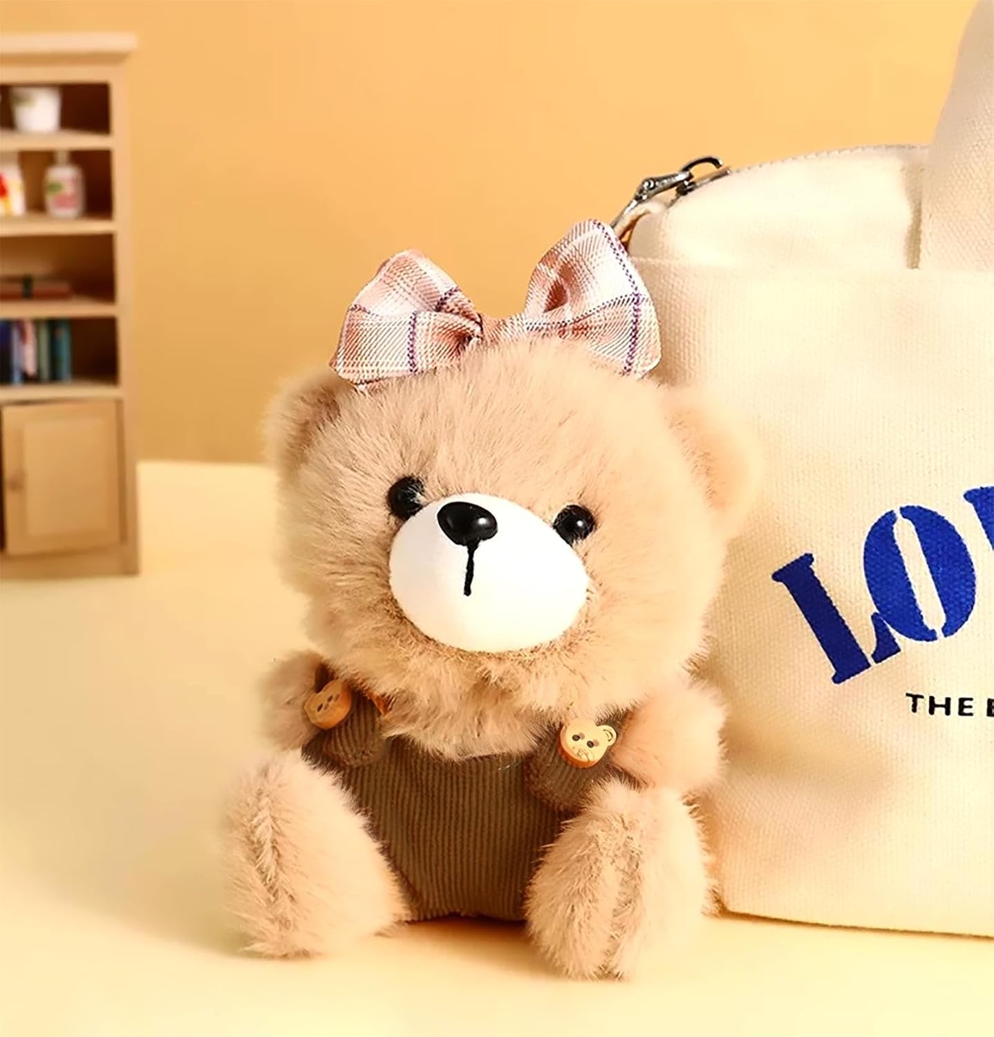 Cute Key Chain Plush Bear Bag Charm Teddy Bear Keychain Gift for Handbag,Purse, Backpack, Car Keys