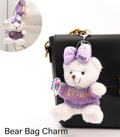 Cute Key Chain Plush Bear Bag Charm Teddy Bear Keychain Gift for Handbag,Purse, Backpack, Car Keys
