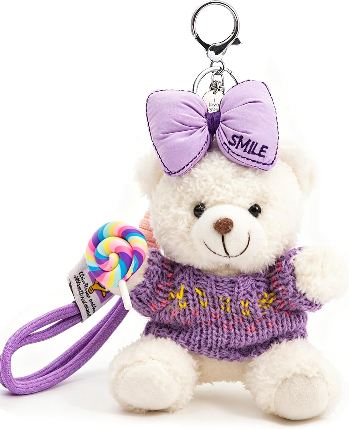 Cute Key Chain Plush Bear Bag Charm Teddy Bear Keychain Gift for Handbag,Purse, Backpack, Car Keys