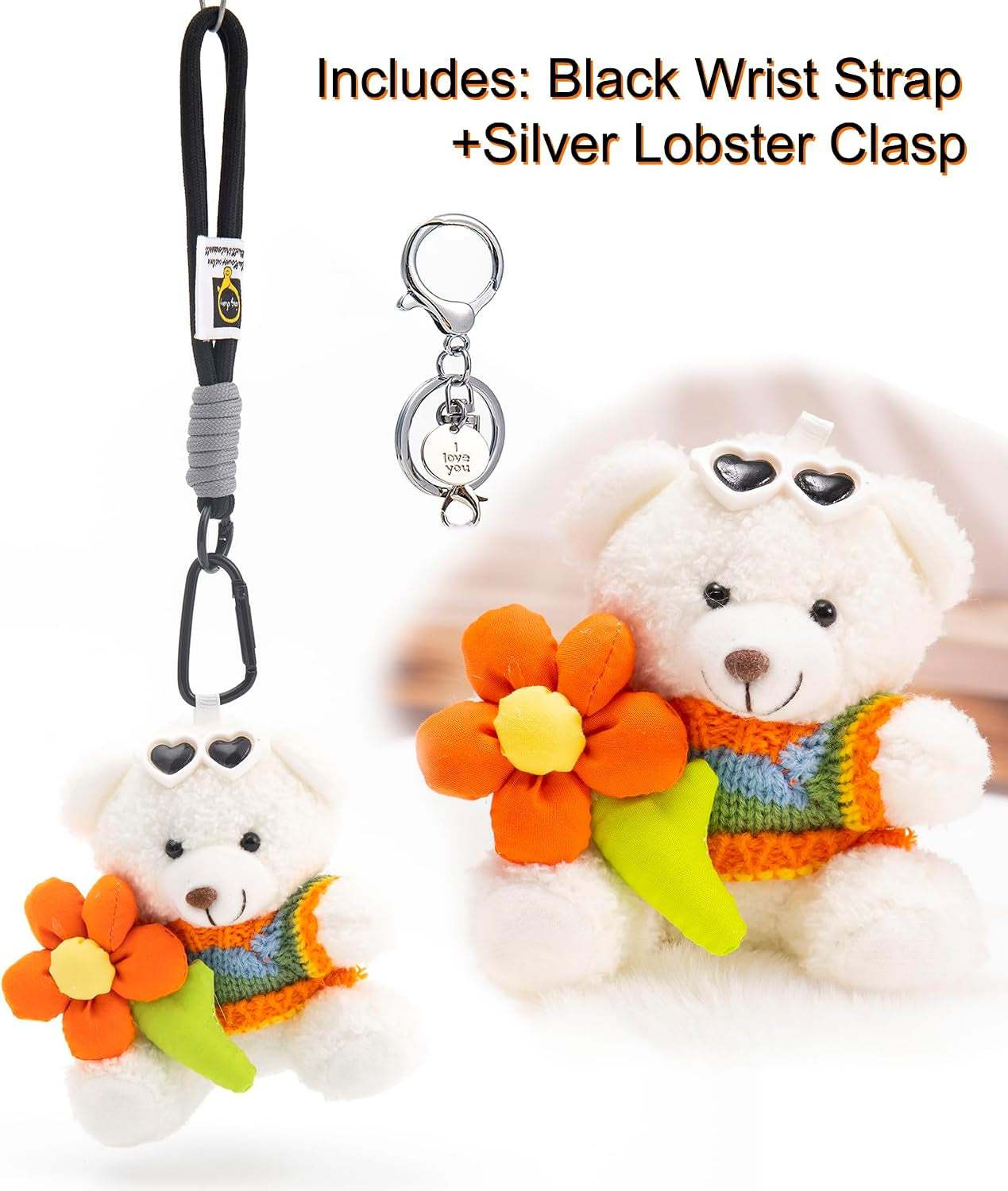 Cute Key Chain Plush Bear Bag Charm Teddy Bear Keychain Gift for Handbag,Purse, Backpack, Car Keys