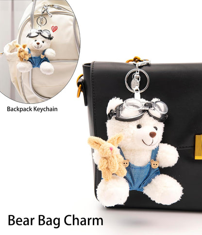 Cute Key Chain Plush Bear Bag Charm Teddy Bear Keychain Gift for Handbag,Purse, Backpack, Car Keys
