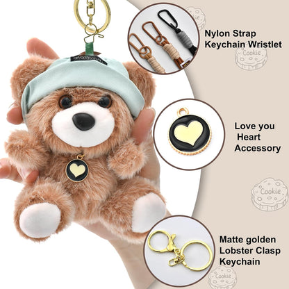 Cute Key Chain Plush Bear Bag Charm Teddy Bear Keychain Gift for Handbag,Purse, Backpack, Car Keys