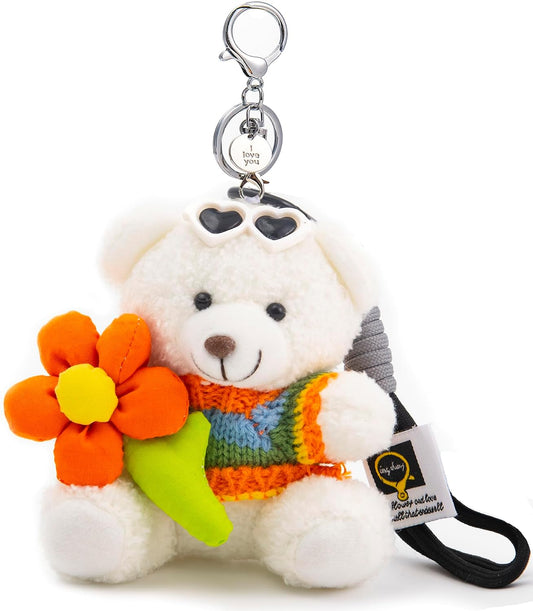 Cute Key Chain Plush Bear Bag Charm Teddy Bear Keychain Gift for Handbag,Purse, Backpack, Car Keys