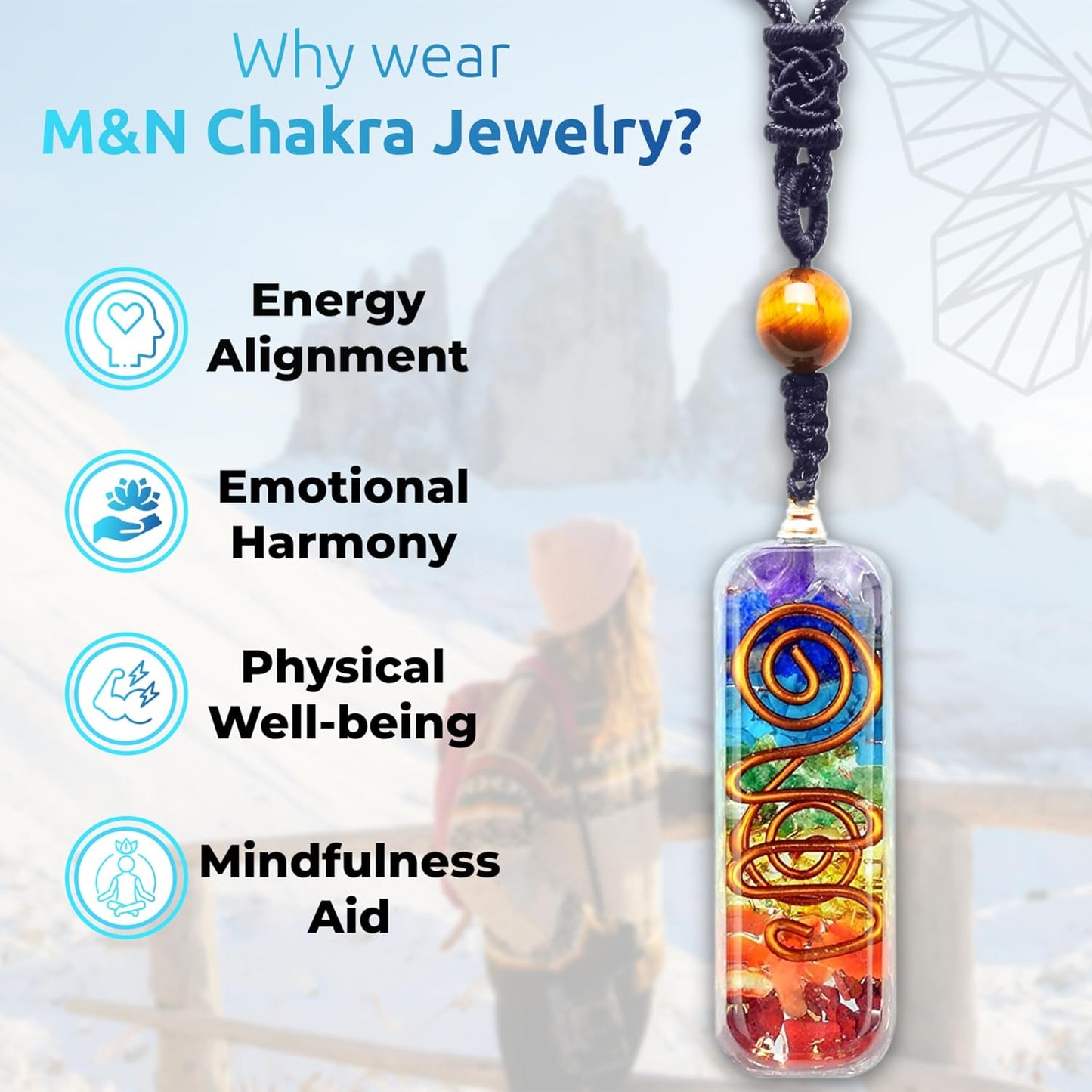 Chakra Necklace with Healing Crystals, Enhance Mindfulness, Discover Tranquility with Crystal Necklaces - Perfect Meditation Accessory, Thoughtful Gifts for Women.