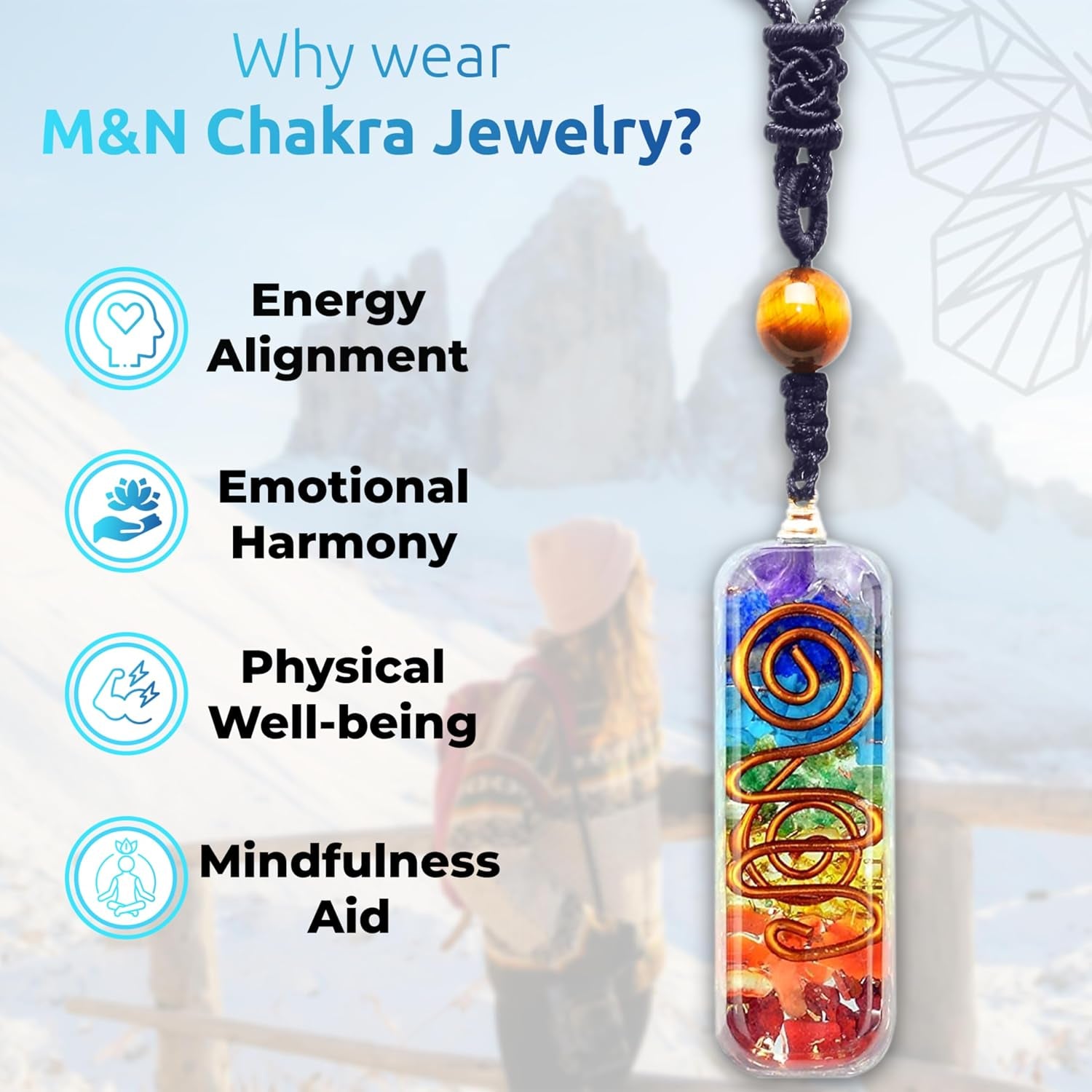 Chakra Necklace with Healing Crystals, Enhance Mindfulness, Discover Tranquility with Crystal Necklaces - Perfect Meditation Accessory, Thoughtful Gifts for Women.