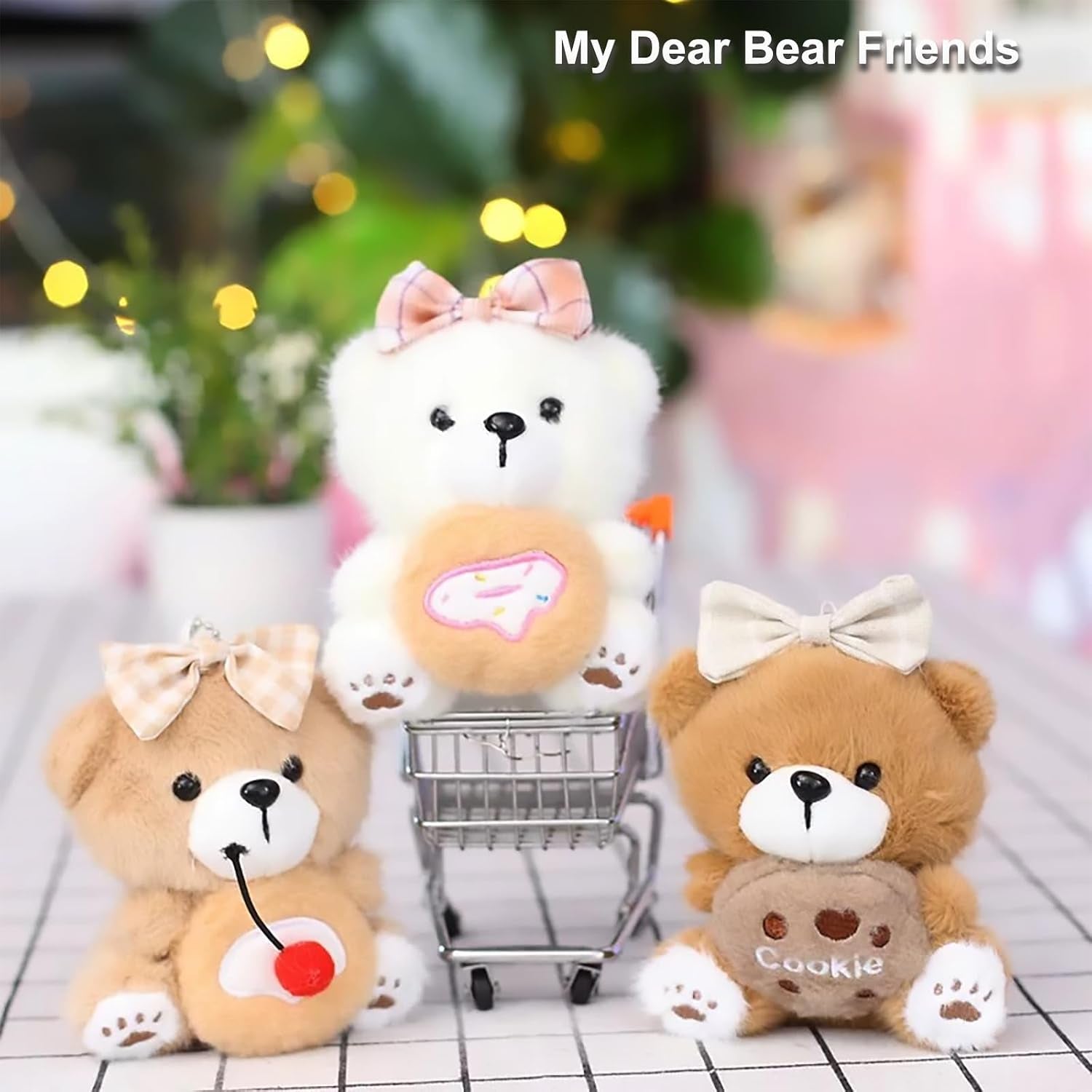 Cute Key Chain Plush Bear Bag Charm Teddy Bear Keychain Gift for Handbag,Purse, Backpack, Car Keys